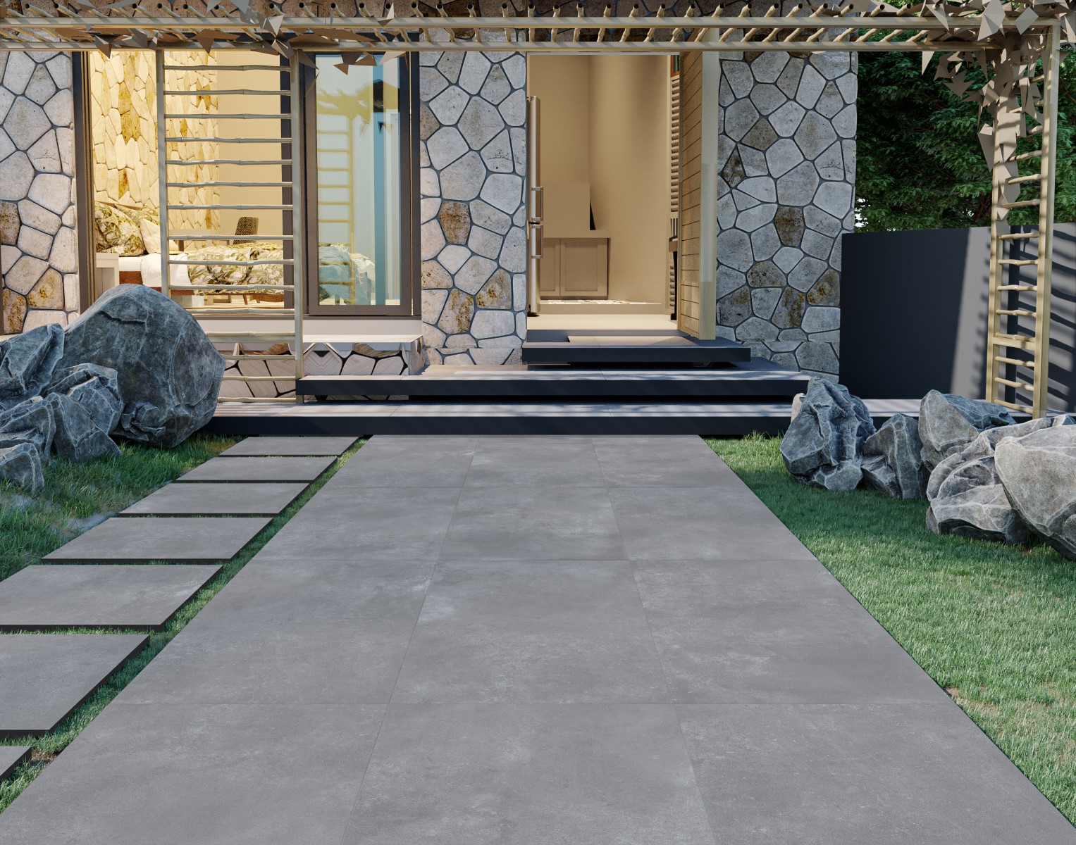 LUNA Cool Grey 600x600x30 mm Driveway Porcelain Paving